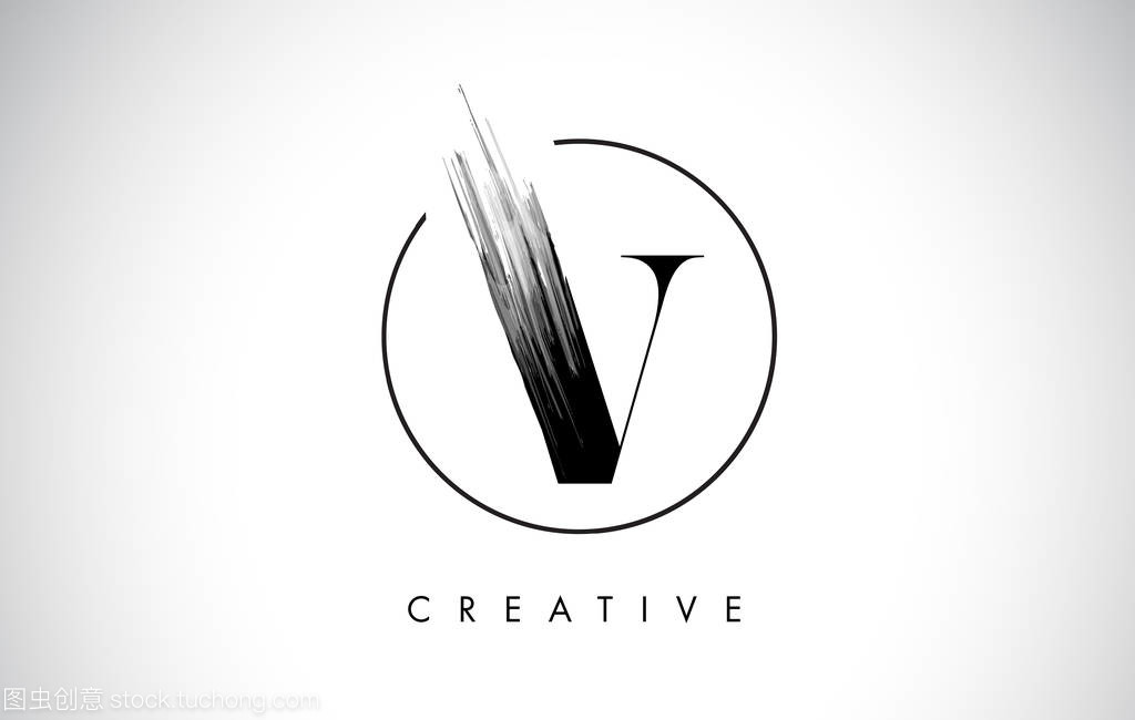 V 画笔描边字母标志 黑漆标志字母图标的设计与代理